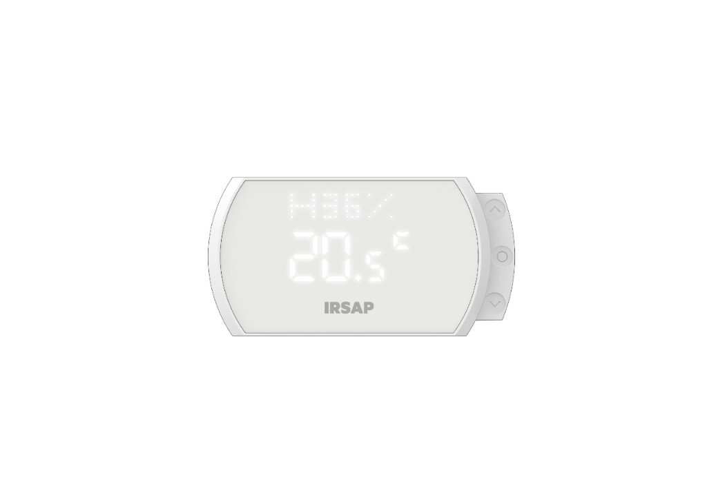 La percentuale mostrata indica invece l’umidità rilevata nell’ambiente in cui è posizionato lo Smart Thermostat. La lettera 'H' prima dei numeri significa 'Humidity (umidità).' width=