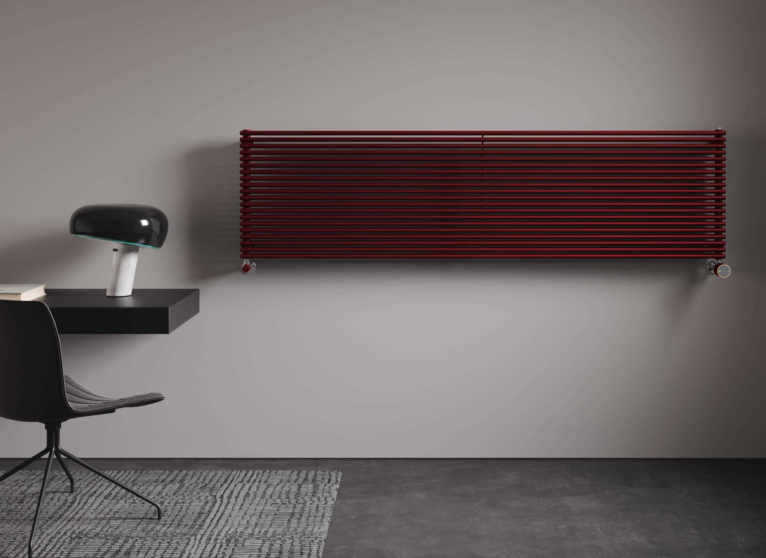 Arpa rosso radiatore termosifone termoarredo idraulico orizzontale con valvola testa termostatica intelligente wifi IRSAP NOW