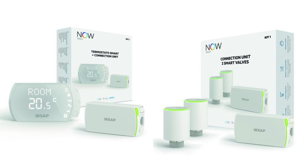Kit 1 - Smart Thermostat and Kit 2 - Smart Velve IRSAP NOW smart thermostat and smart thermostatic valve