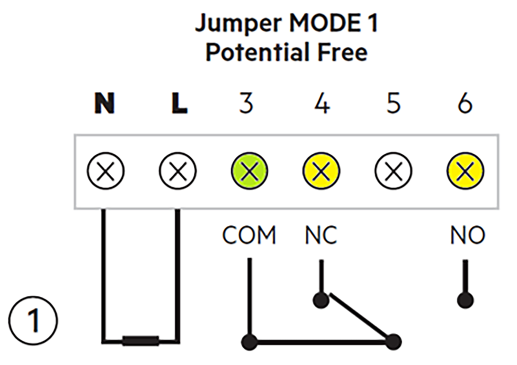 Compruebe el tipo de contacto del generador que prevé la conexión del termostato de ambiente: si está correctamente abierto, conecte el segundo cable al terminal NO (número 6) o si está normalmente cerrado, conéctelo al terminal NC (número 4).